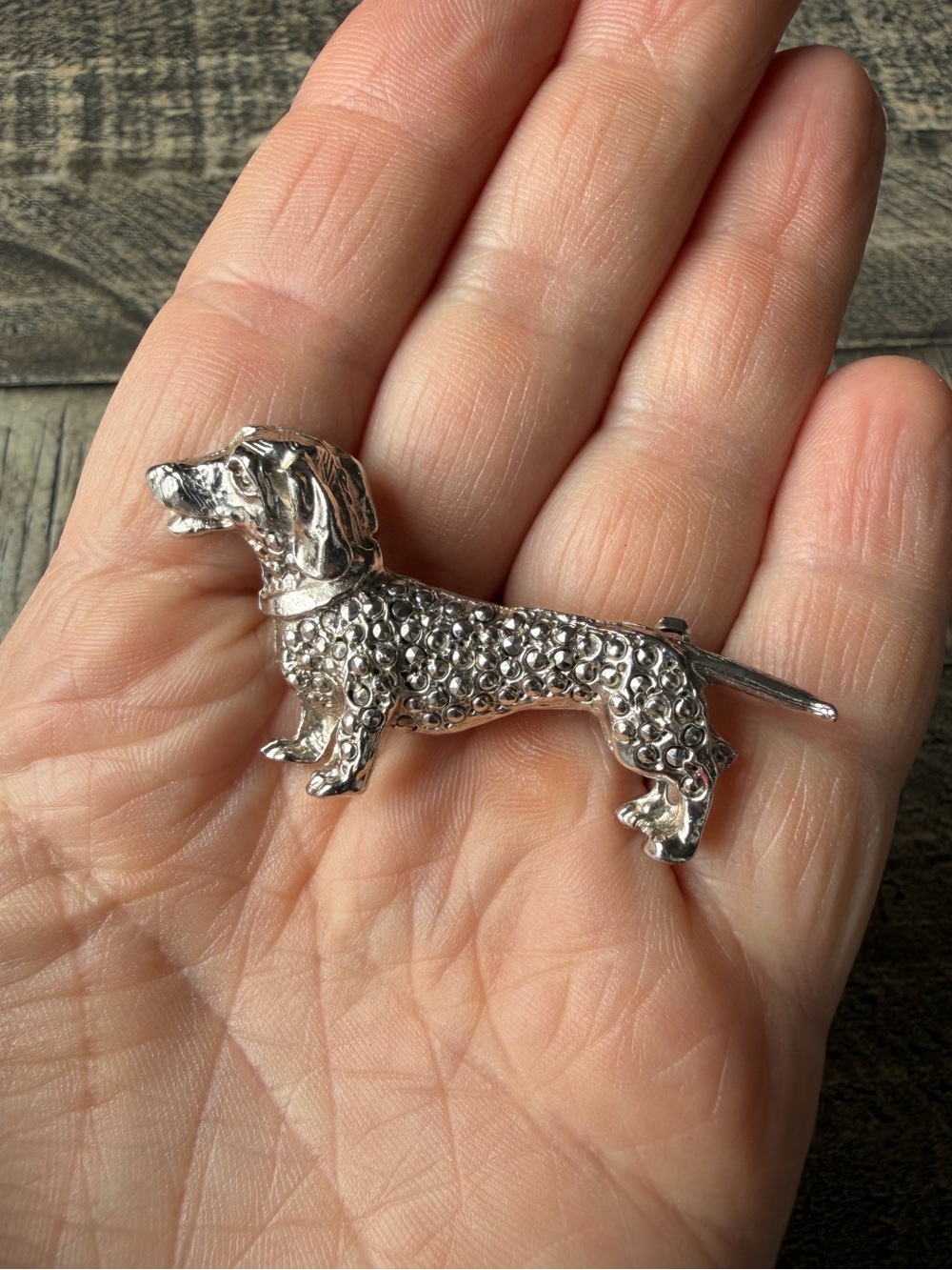Vintage Marcasite Daschund  Brooch
